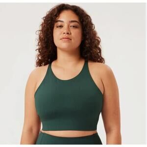 Girlfriend Collective Moss Green Topanga Halter Bra Size Medium